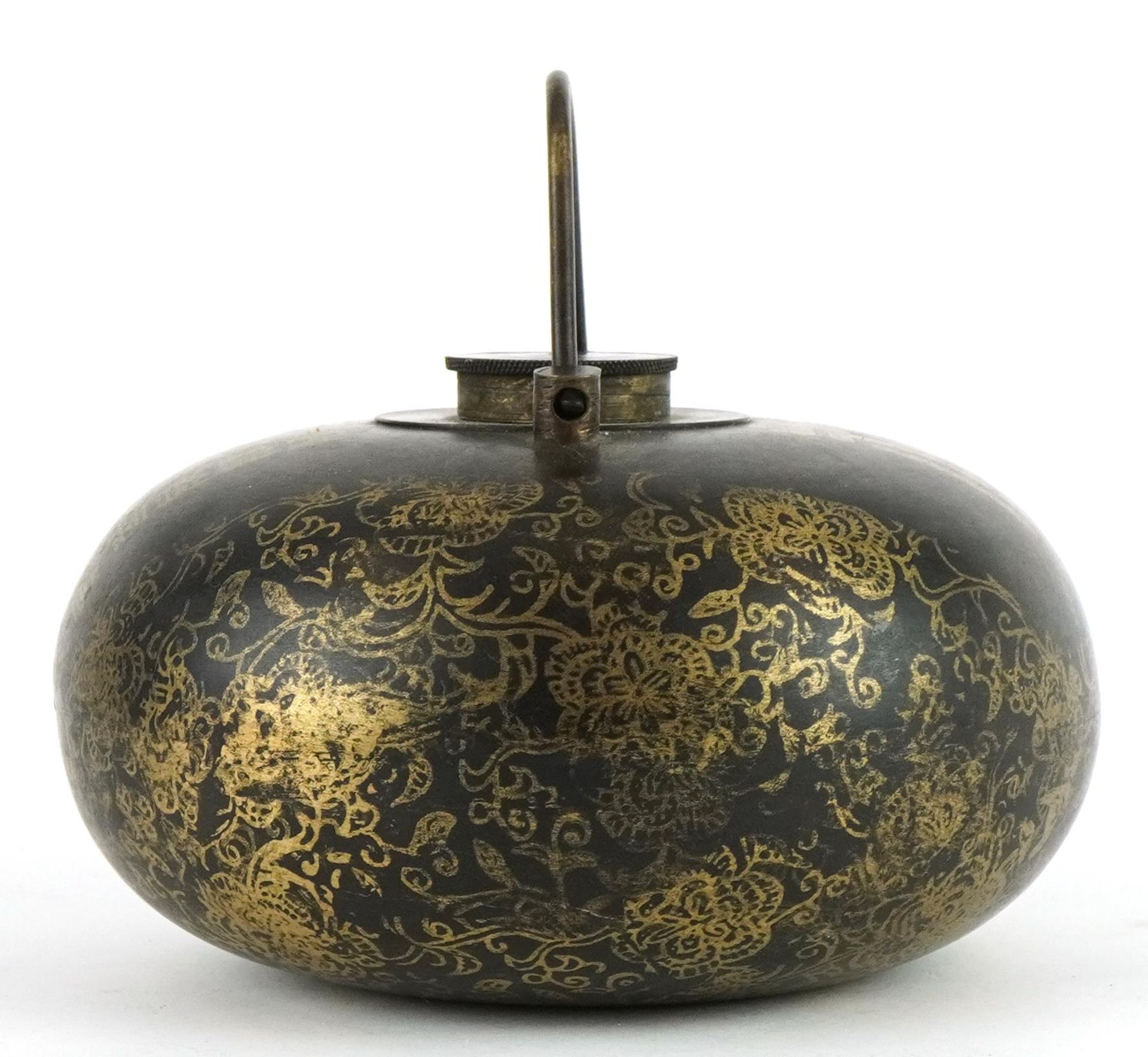 Chinese partially gilt bronzed vessel, 12.5cm in diameter : For further information on this lot - Image 4 of 7