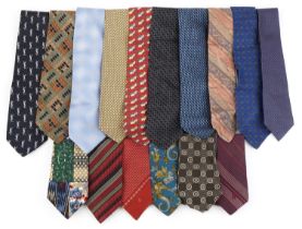 Sixteen gentleman's silk ties including Liberty, Ralph Lauren, Nina Ricci, Giorgio Armani and Yves