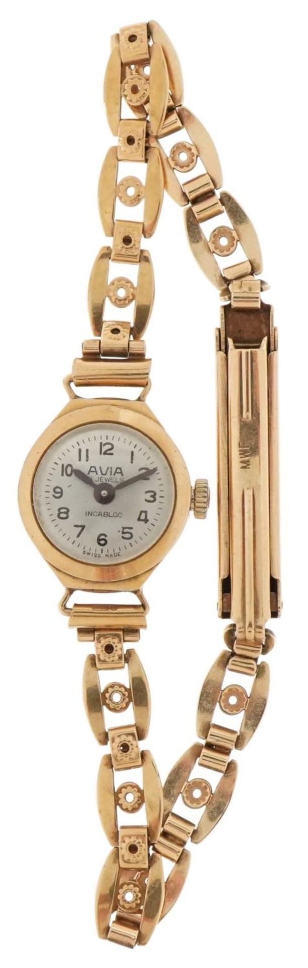Avia, ladies 9ct gold wristwatch with 9ct gold strap, the case 15.0mm in diameter, total weight 11. - Image 2 of 5