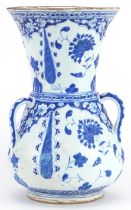 Turkish Ottoman Iznik mosque lamp with handles hand painted with flowers, 35cm high : For further