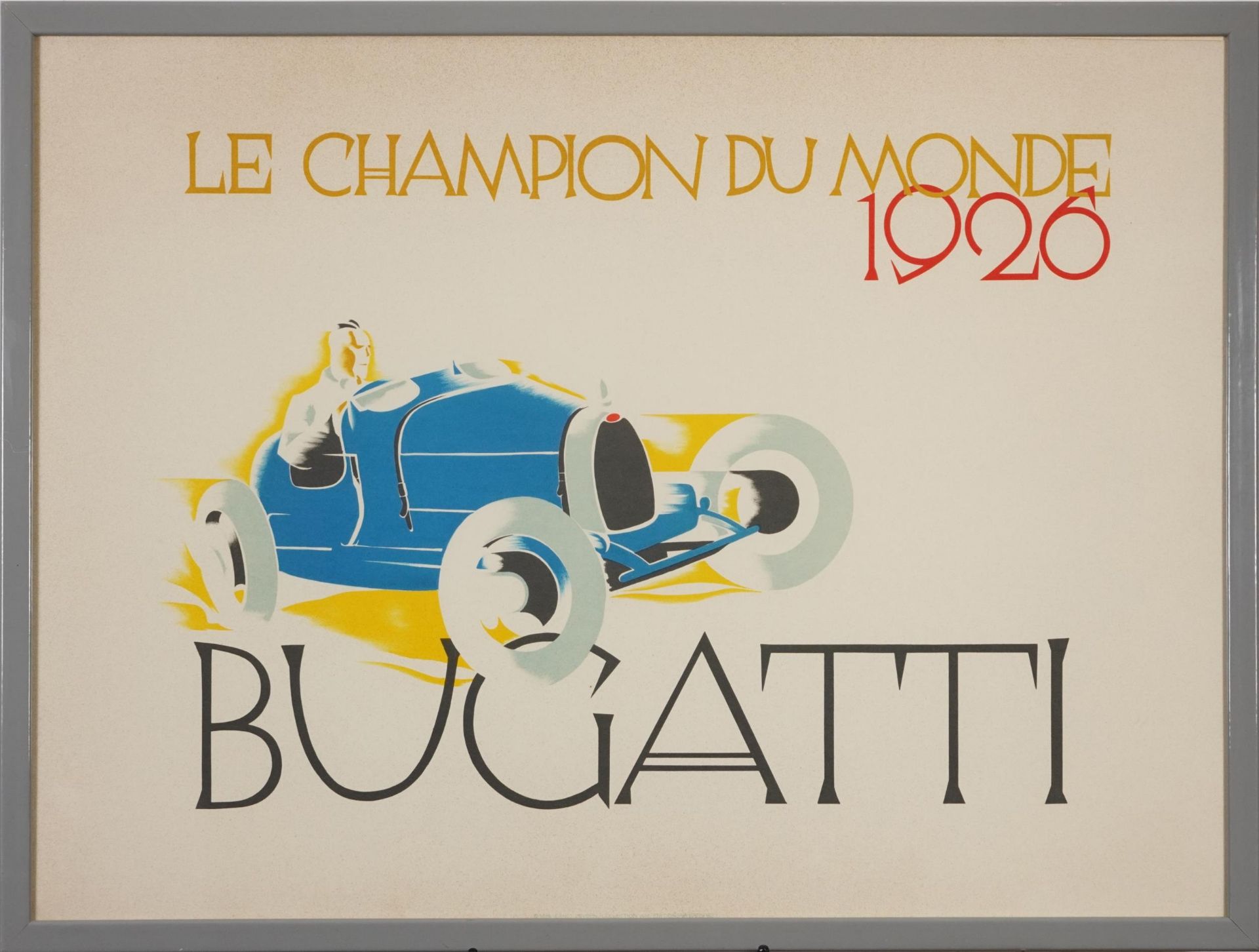 Le Champion du Monde 1926 Bugatti automobilia advertising poster, published Ernst Dryden Collection, - Image 2 of 3