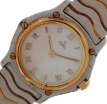 Ebel, ladies stainless steel and 18ct gold wristwatch with mother of pearl dial, 18.0mm in