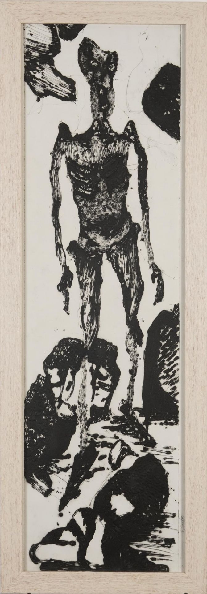 R Santos - Skeleton, pencil signed etching, limited edition 1/3, framed and glazed, 75cm x 22cm - Image 2 of 4