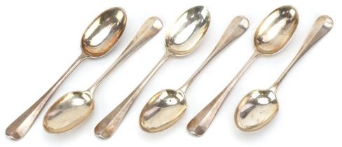 Holland, Son & Slater, set of six Victorian silver teaspoons, London 1883, 13.5cm in length, 158.