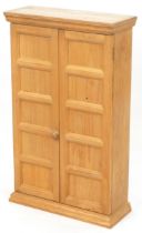 Victorian style pine cupboard enclosing five shelves, 94.5cm H x 57cm W x 23cm D : For further