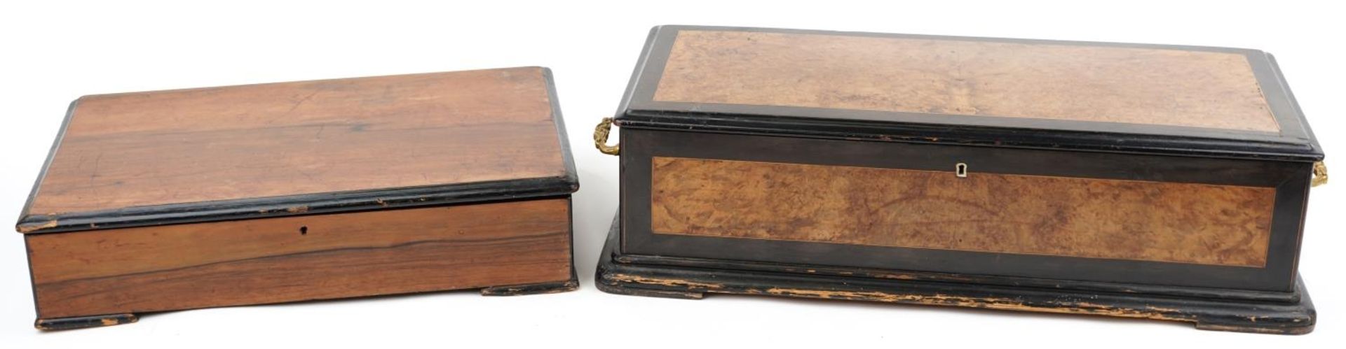 Nicol Freres, good large 19th century Swiss inlaid burr walnut and ebonised music box with gilt - Image 8 of 11