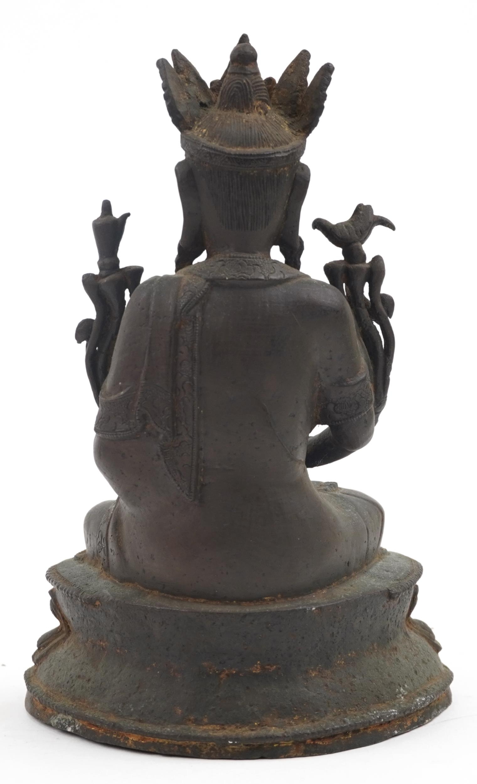 18th Century Chino Tibetan bronze buddha, 20cms tall : For further information on this lot please - Image 3 of 6