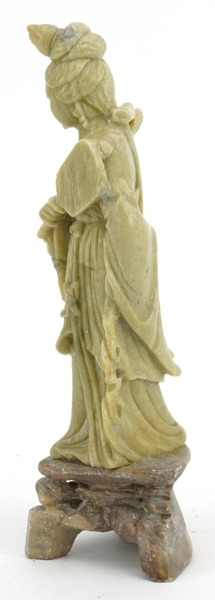 Oriental carved soap stone figure of a lady with fan, 20cms tall : For further information on this - Image 2 of 6