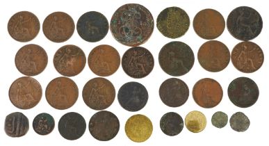 Antique and later copper and brass coinage and tokens including pennies : For further information on