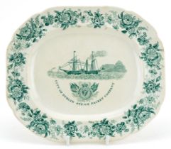 19th century Moore & Co earthenware meat dish commemorating City of Dublin Steam Packet Company,