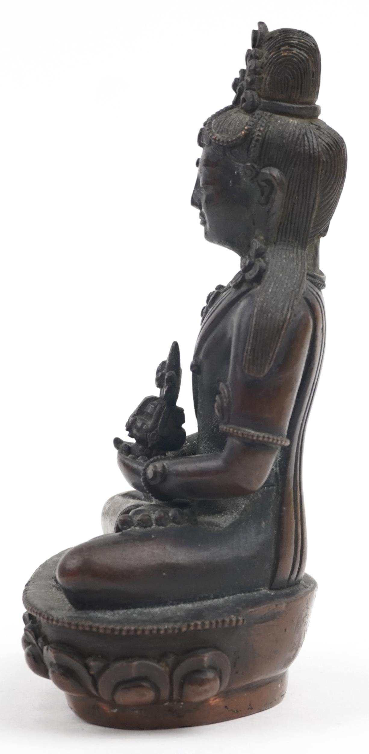 18th Century Chino Tibetan bronze/copper buddha figure of Tara, 15cms tall : For further information - Image 2 of 6