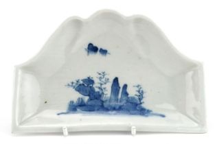 17th century Japanese blue and white porcelain dish hand painted with two butterflies in a