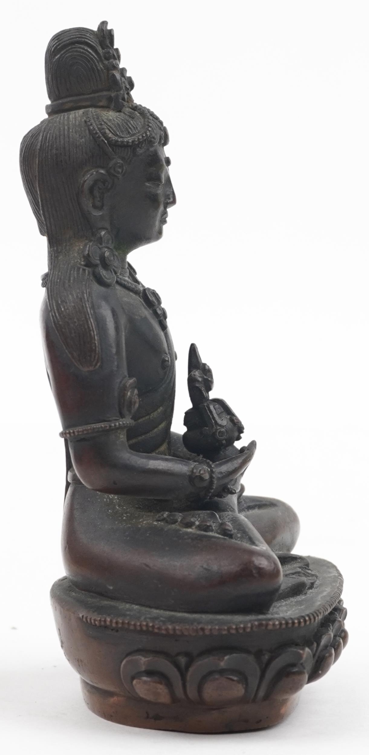 18th Century Chino Tibetan bronze/copper buddha figure of Tara, 15cms tall : For further information - Image 4 of 6