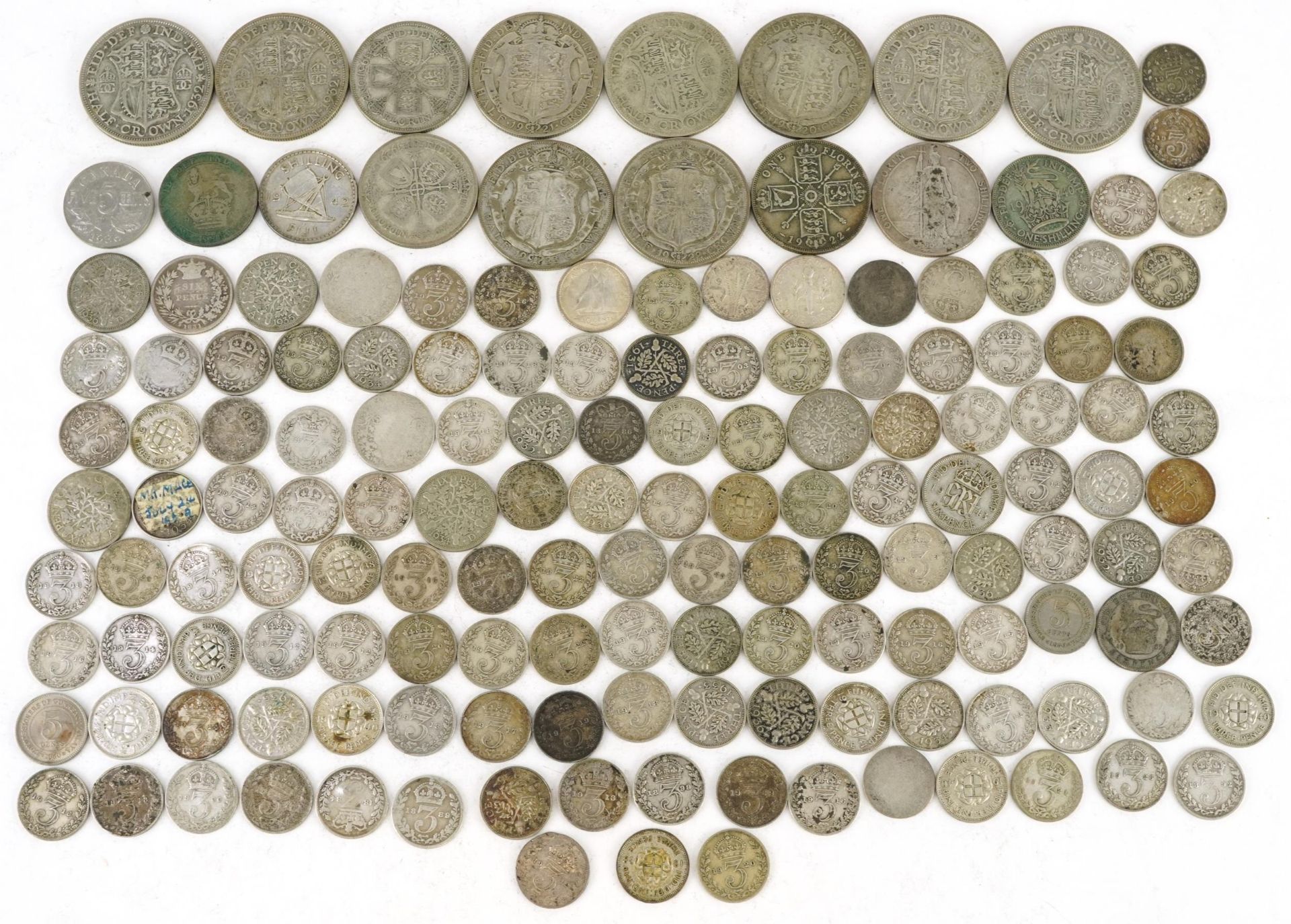 Victorian and later British coinage, some silver, including sixpences and florins, 390g : For