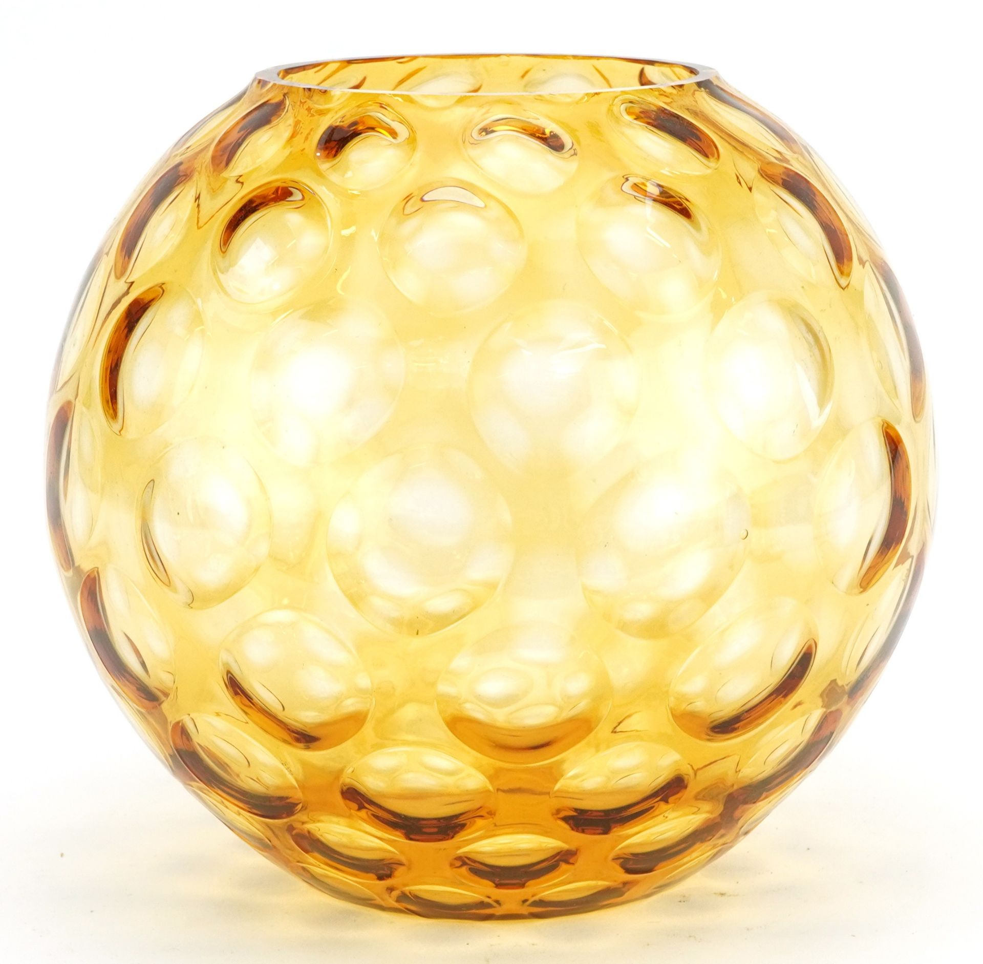 Amber optical glass vase, possibly Sklo Borske, 20cm high : For further information on this lot