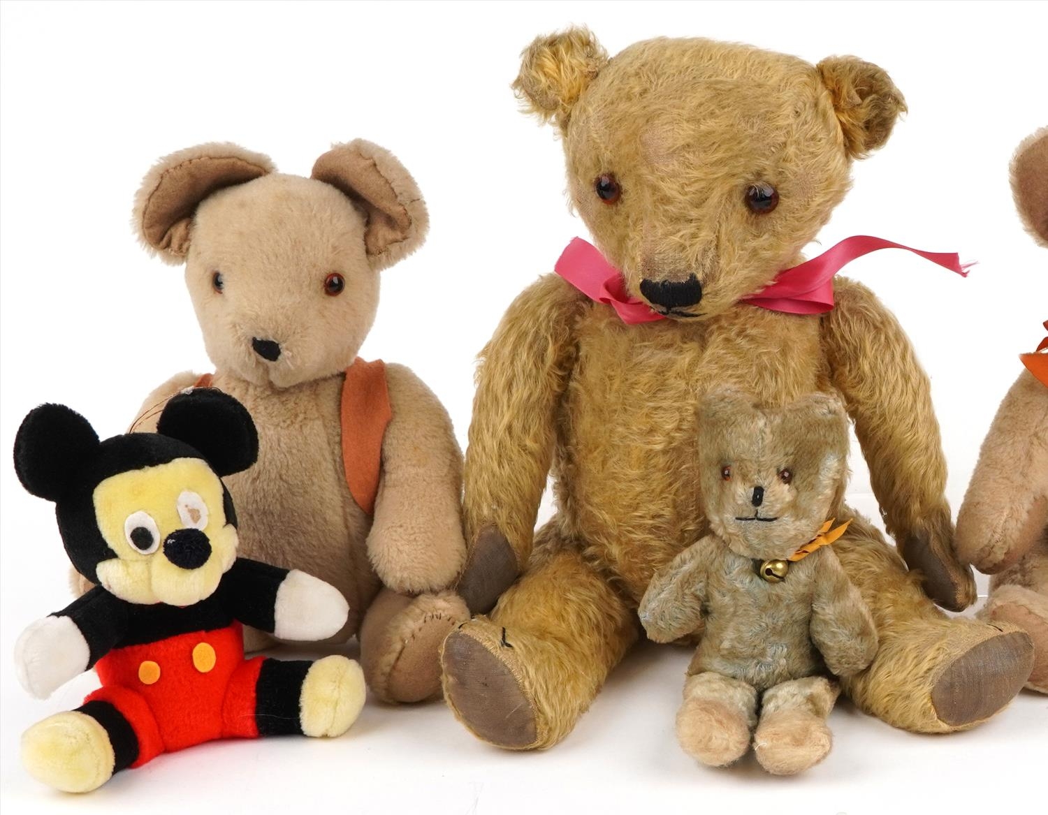 Vintage and later teddy bears and a composite doll including a large golden teddy bear with - Image 2 of 3