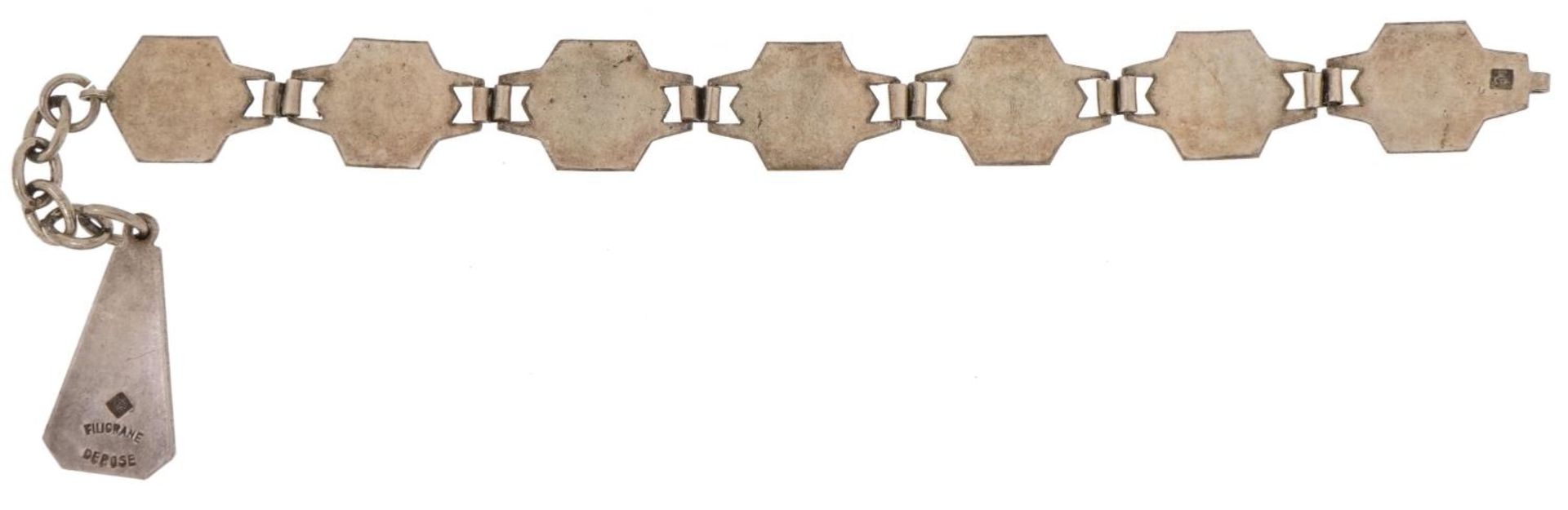 French silver souvenir bracelet impressed Filigrane Depose, 15cm in length, 12.2g : For further - Image 3 of 4