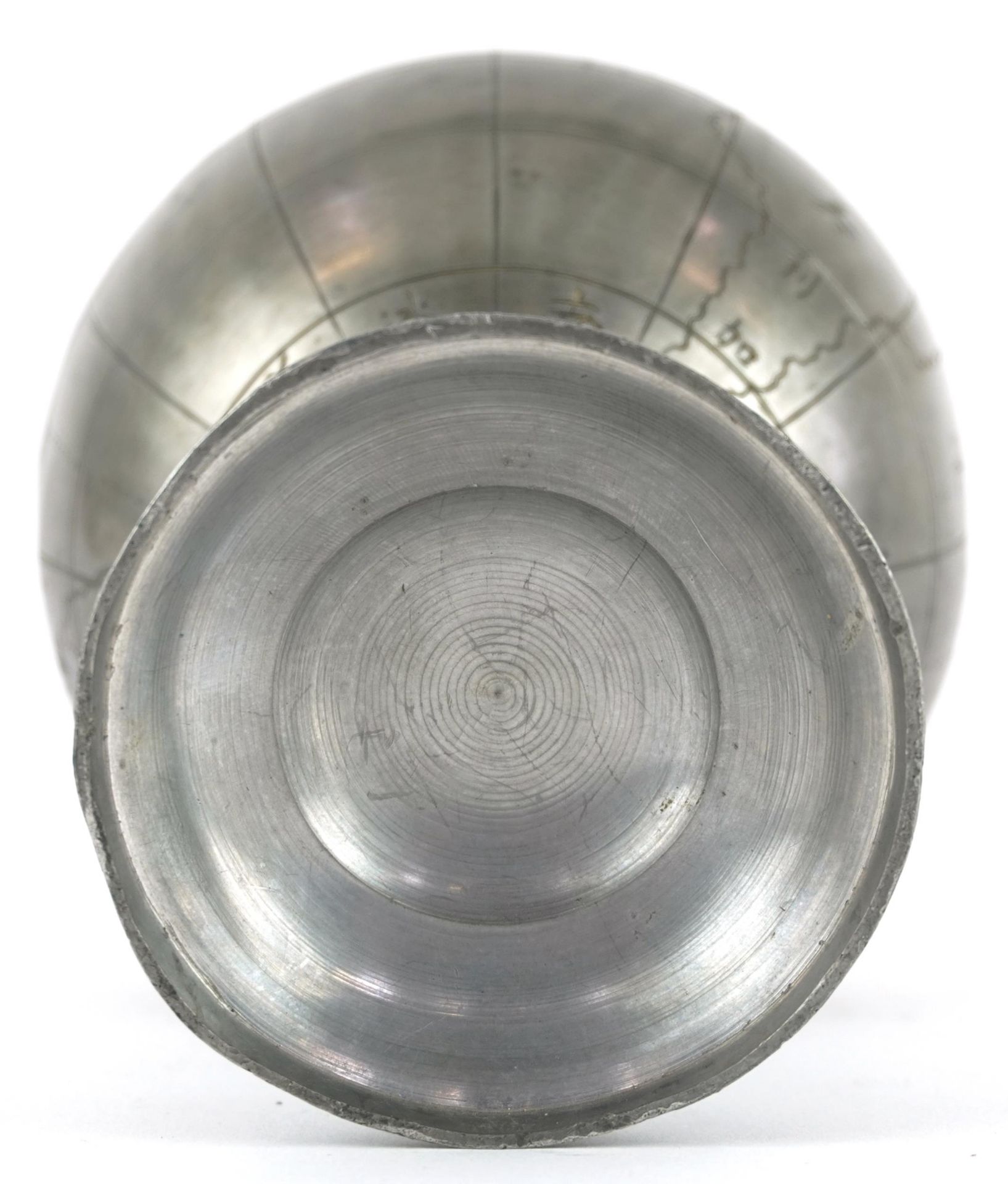 Military interest pewter globe inkwell to Colonel G R Bass from Pho/K staff incised with Chinese - Image 8 of 8