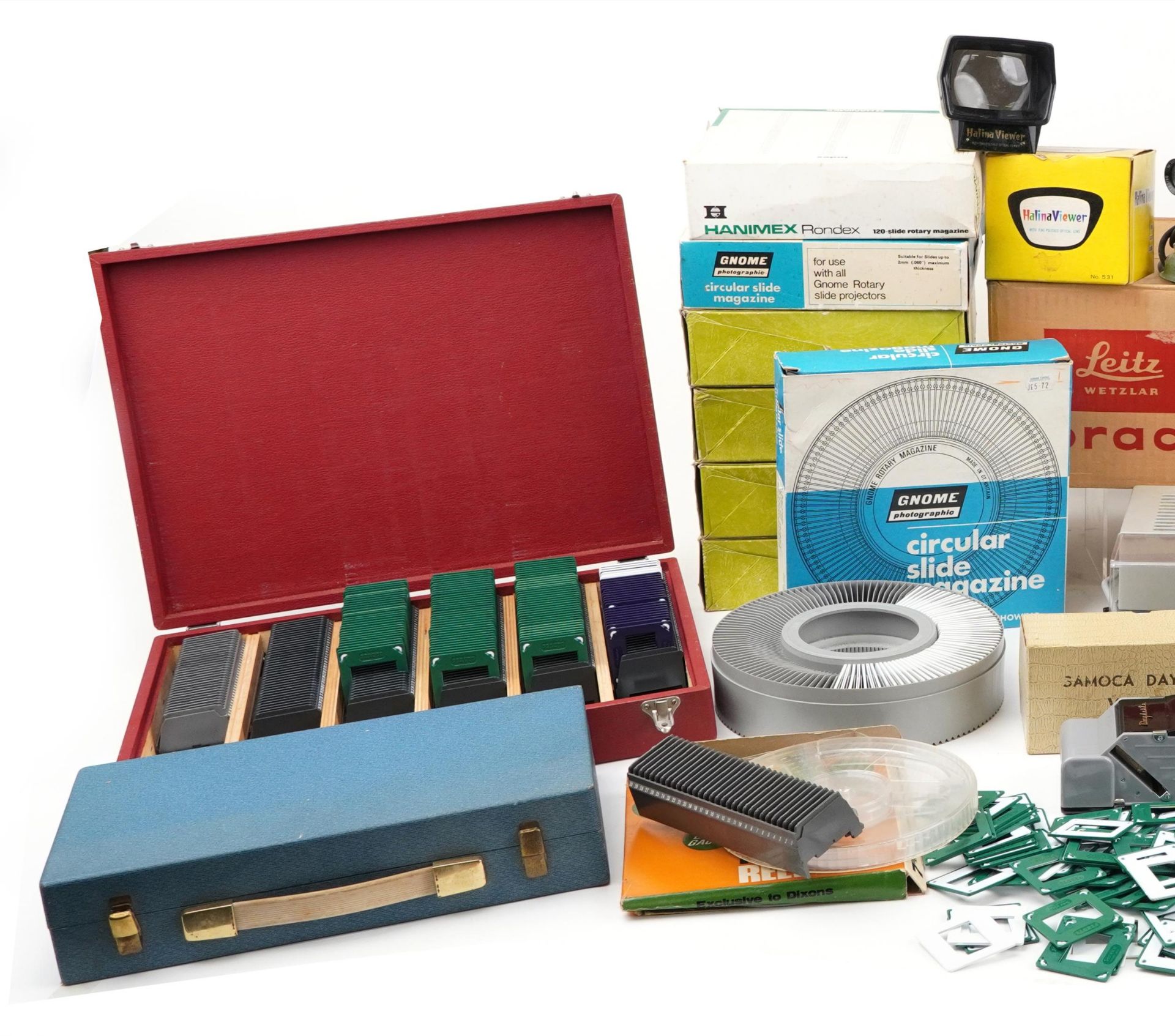 Five vintage slide projectors, slide magazines and accessories, some with boxes comprising HI- - Image 2 of 4