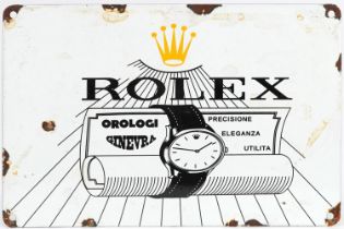 Rolex style enamel advertising sign, 30cm x 20cm : For further information on this lot please