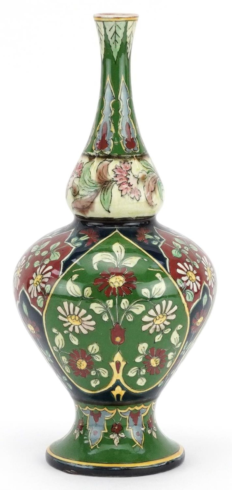 Royal Bonn Old Dutch double gourd vase hand painted with flowers, 28cm high : For further