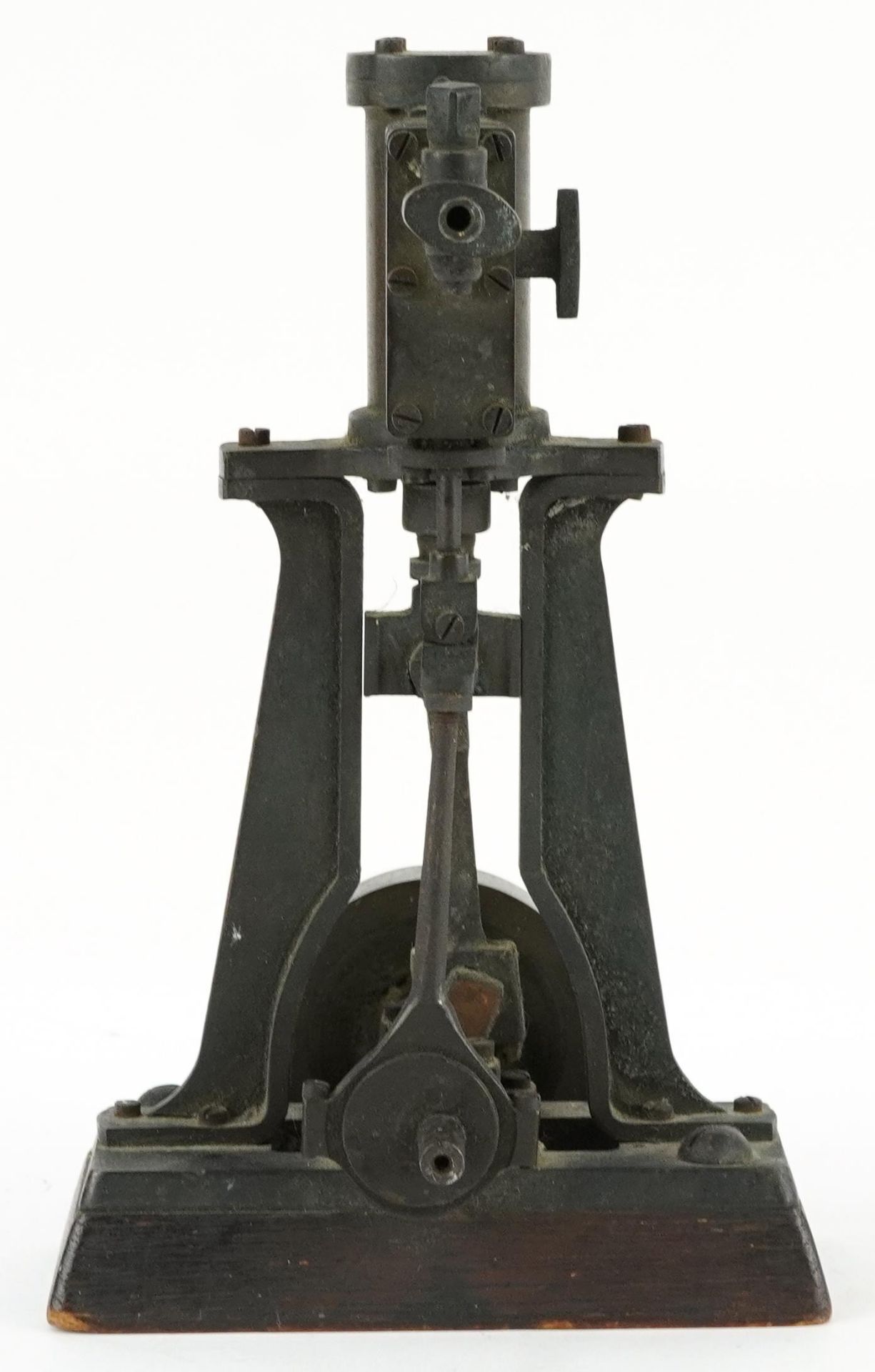 Early 20th century steam interest piston on wooden block base, 18.5cm wide : For further information - Image 3 of 4