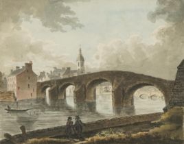 Harris 1806 - Bridge over water, early 19th century watercolour and wash, inscribed Briggs of Ayr to