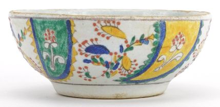 Turkish Kutahya porcelain bowl hand painted with flowers, 12.5cm in diameter : For further