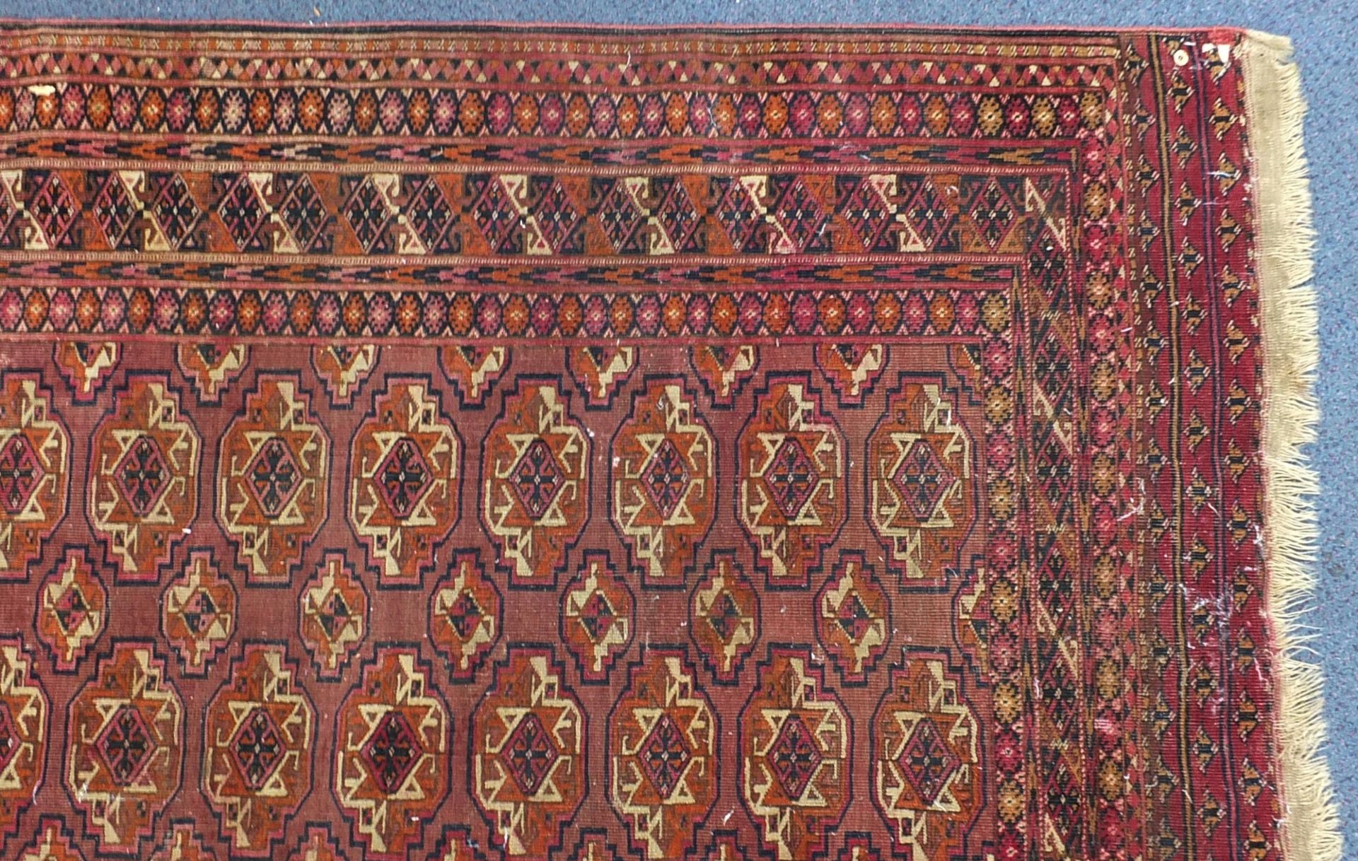 Rectangular Bokhara pink ground rug having an all over geometric design, 190cm x 104cm : For further - Image 3 of 6