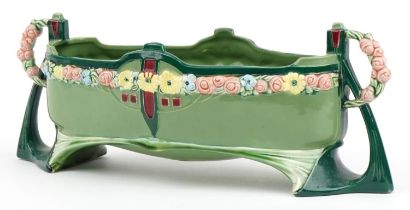 Eichwald, German Secessionist twin handled centrepiece decorated in low relief with flowers,