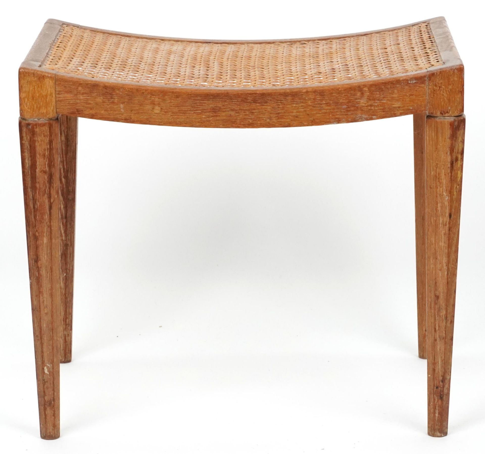 Limed oak stool with cane seat and tapering facetted legs, 42.5cm H x 48cm W x 35cm D : For - Bild 4 aus 4