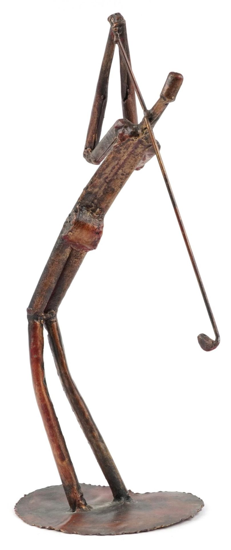 Mid century style bronzed metal sculpture of a golfer, 50.5cm high : For further information on this - Image 2 of 3