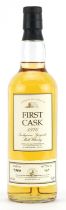 Bottle of First Cask 1976 Inchgower Speyside 18 Year Old Malt whisky, cask number 9889, bottle