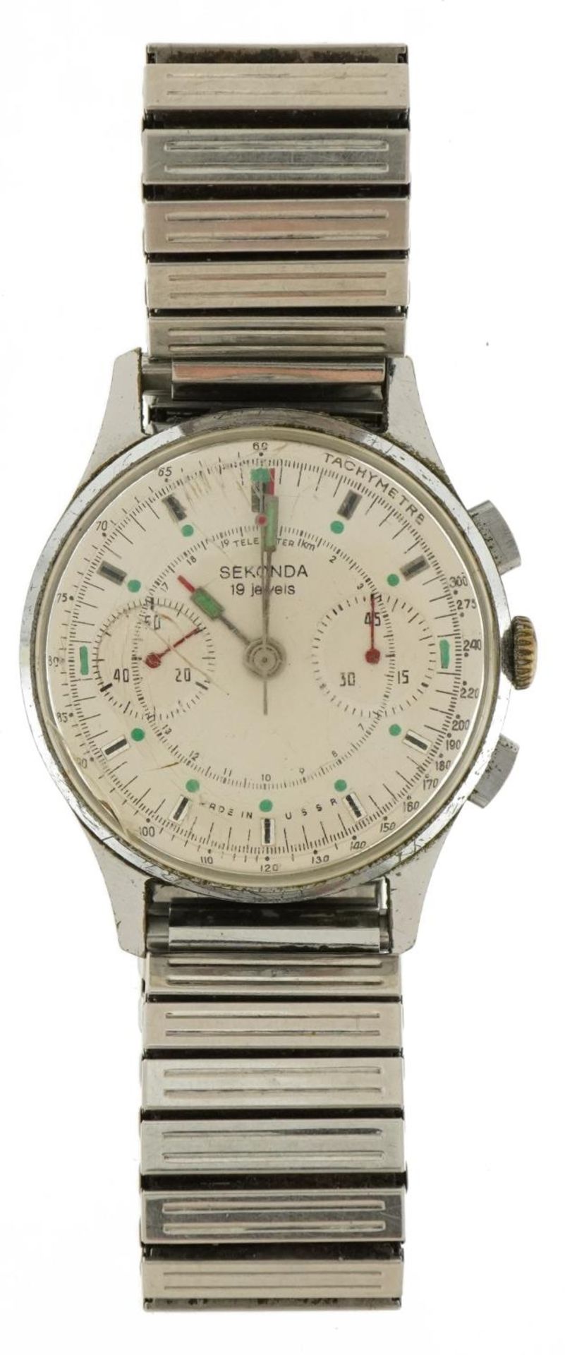 Sekonda, vintage gentlemen's Sekonda chronograph manual wristwatch, 36mm in diameter : For further - Image 2 of 4