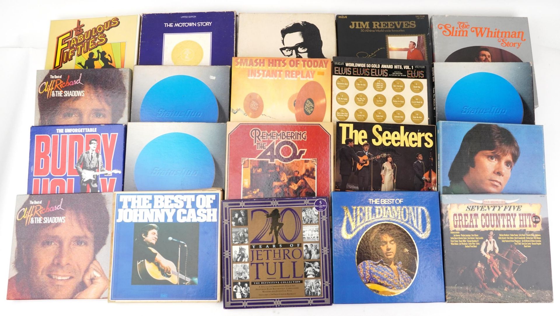 Vinyl LP box sets including Buddy Holly, The Motown Story, Cliff Richard, The Seekers and Status Quo