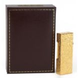 Dunhill gold plated bark design pocket lighter with fitted case : For further information on this