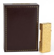 Dunhill gold plated bark design pocket lighter with fitted case : For further information on this