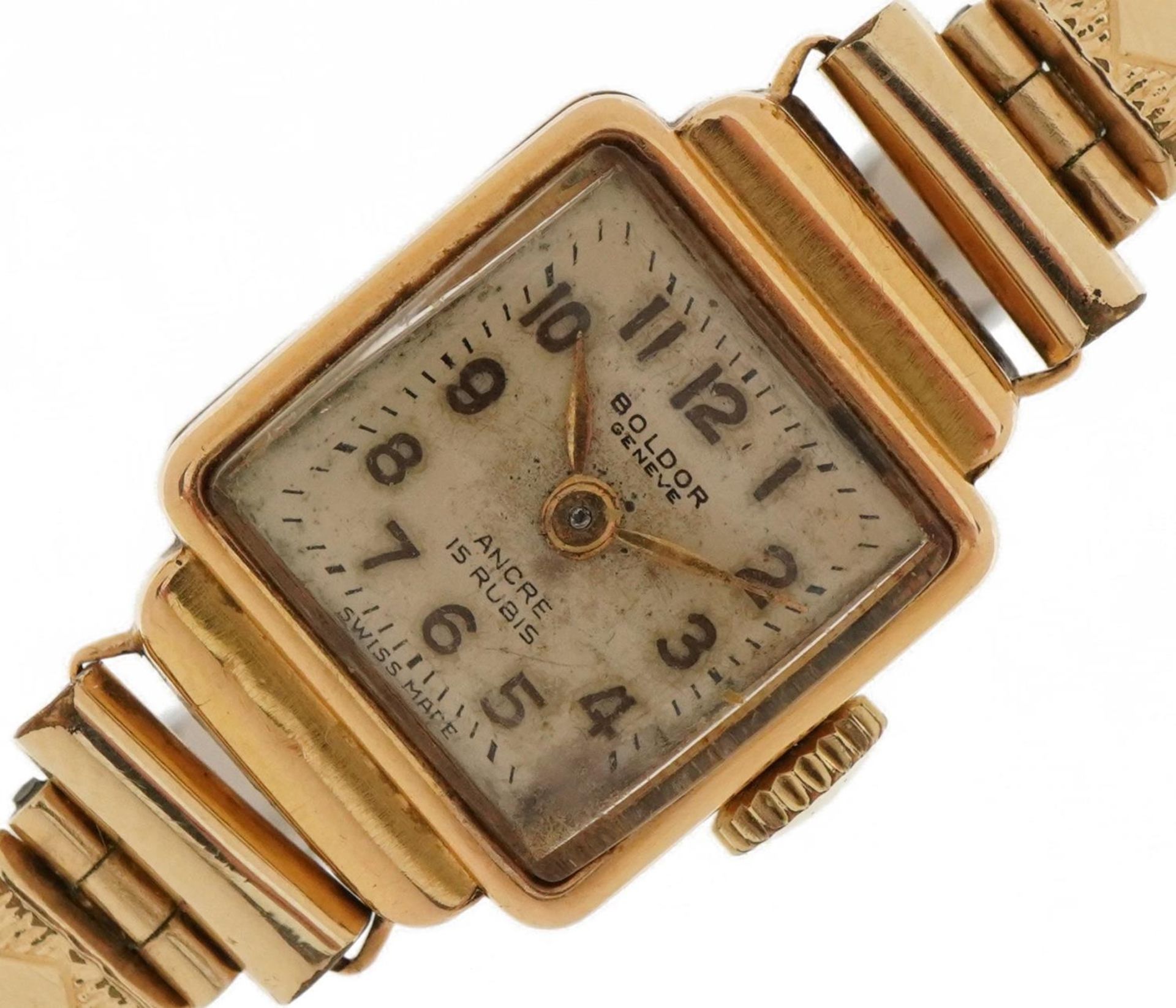 Boldor, ladies Art Deco 18ct gold manual wristwatch, 15mm wide : For further information on this lot