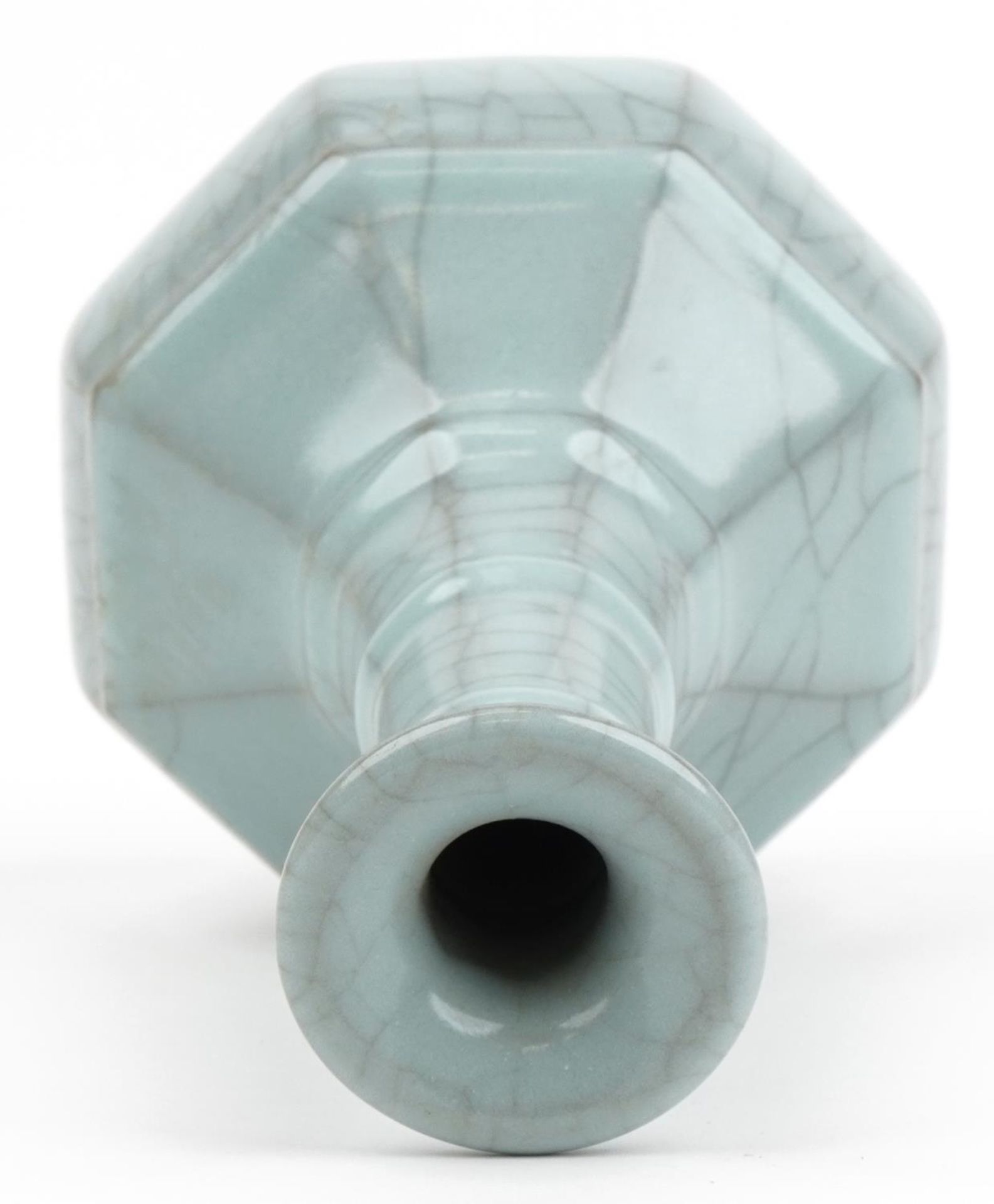 Chinese porcelain Ge ware type vase housed in a hardwood crate, 23cm high : For further - Image 7 of 9