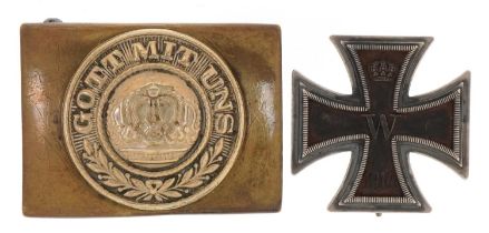 German military World War I Imperial belt buckle and First Class Iron Cross : For further
