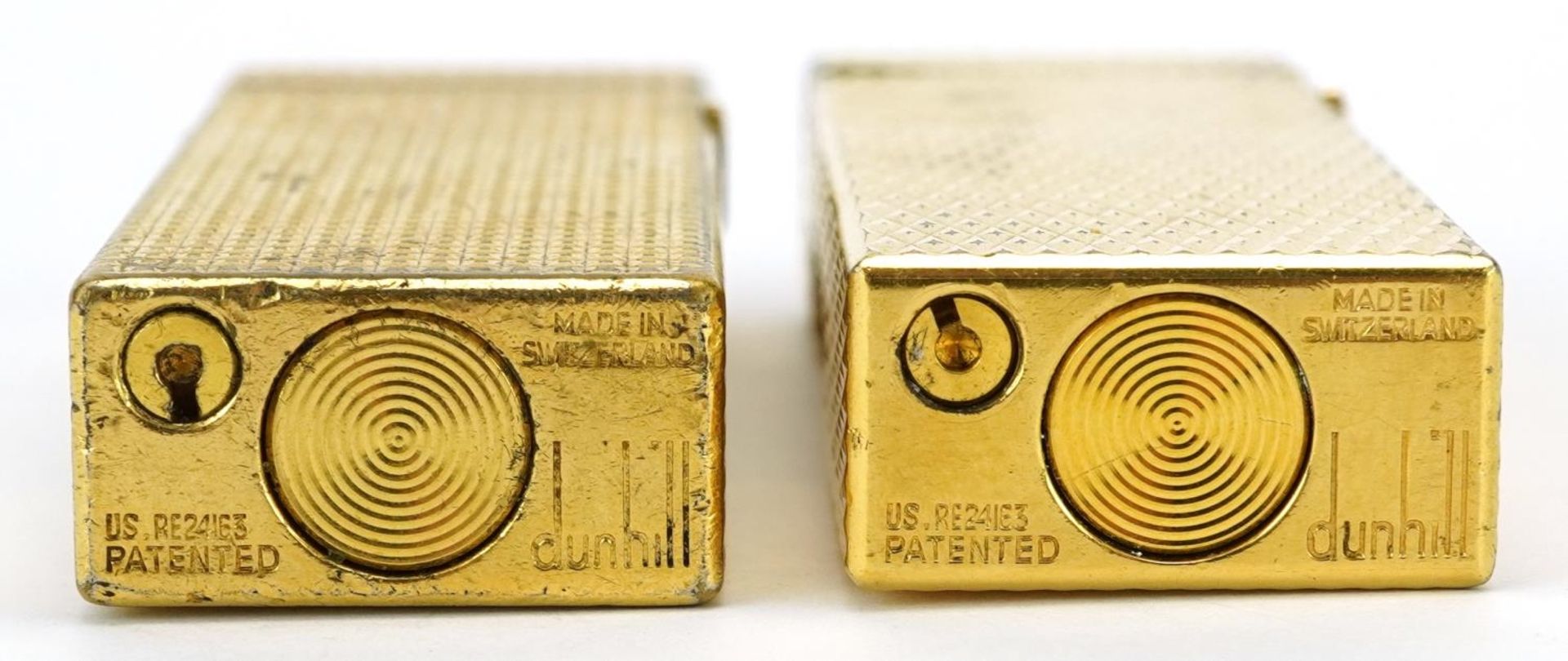 Two Dunhill gold plated pocket lighters with engine turned bodies : For further information on - Image 3 of 3