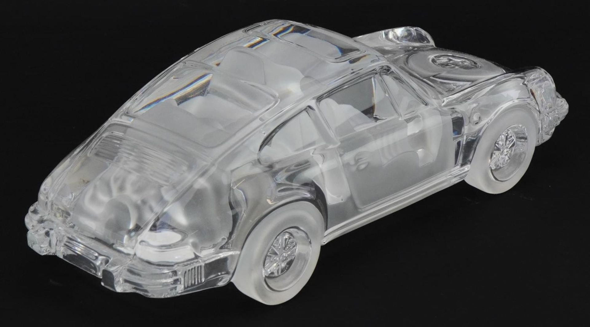 Xavier Froissart for Daum, French partially frosted crystal glass Porsche 911 with paper label - Bild 2 aus 4