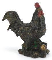 Chinese cold painted spelter cockerel, 11.5cm high : For further information on this lot please