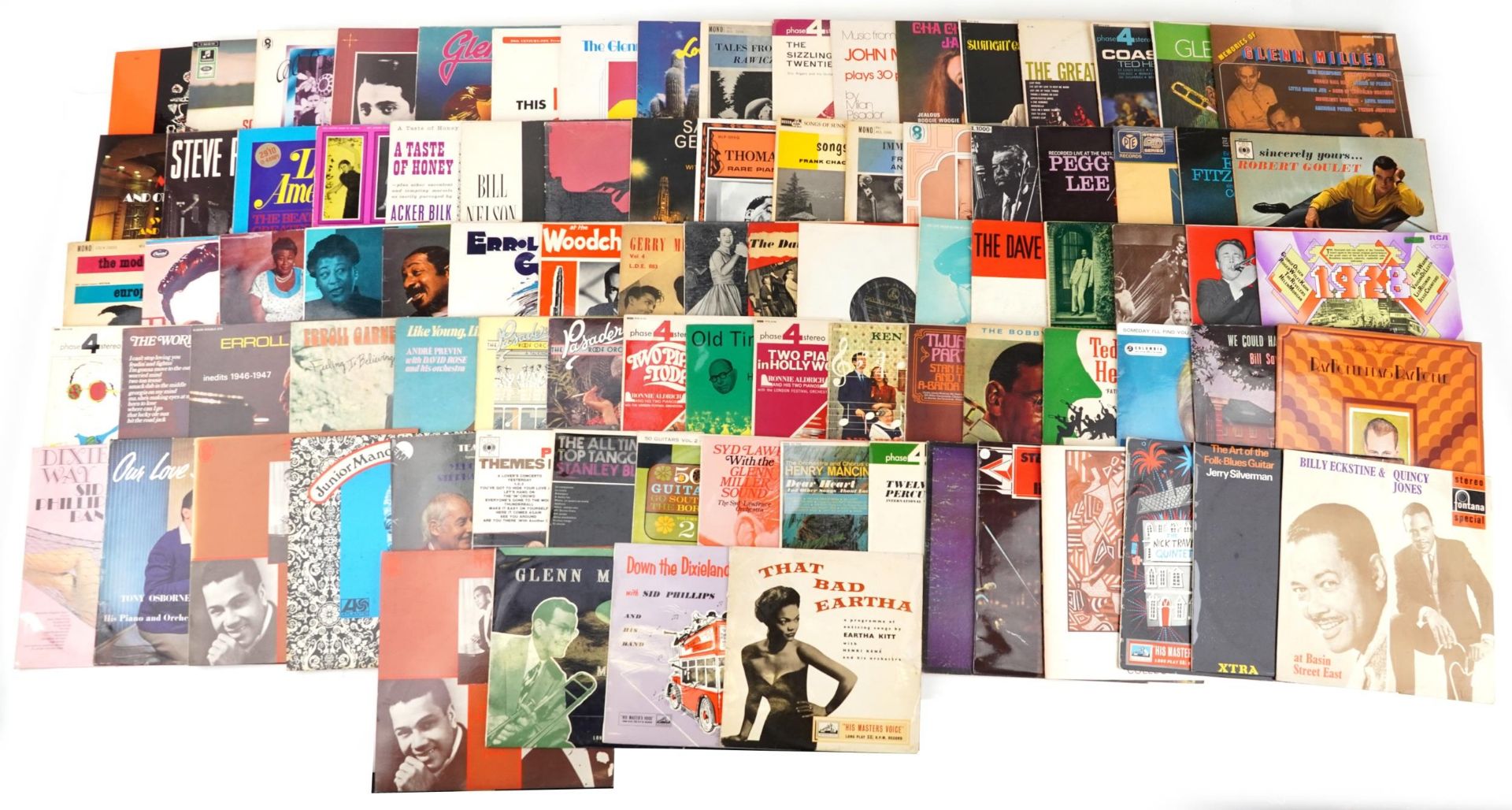 Predominantly jazz vinyl LP records including Ray Charles, Erroll Garner, Stanley Black, Glen Miller
