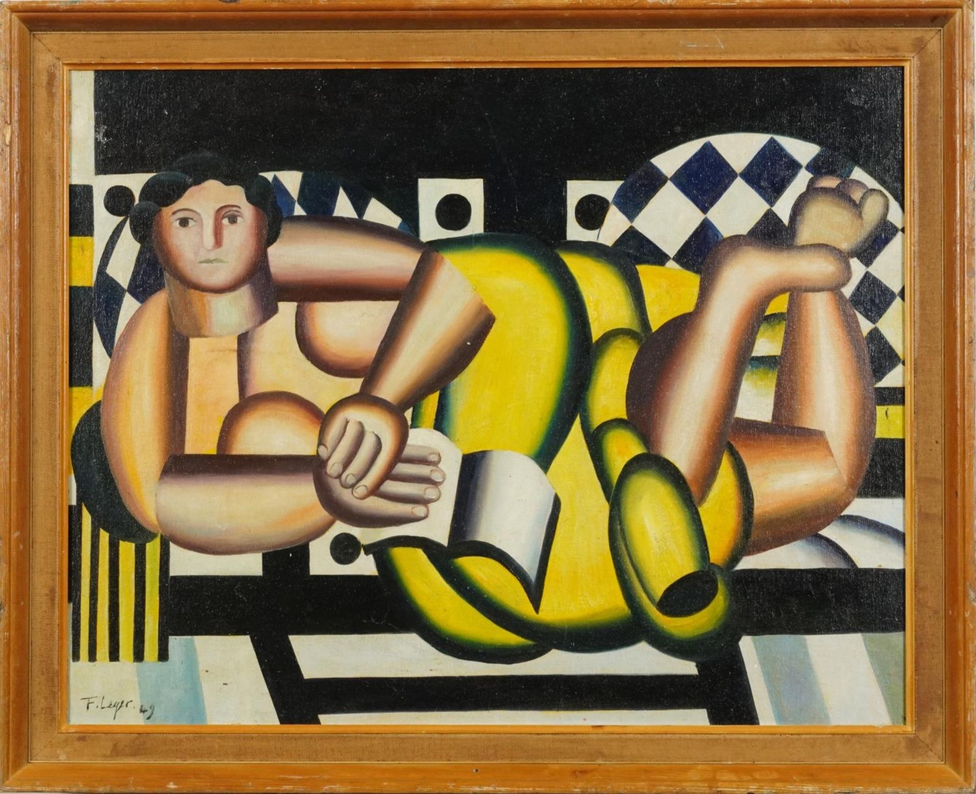 Manner of Fernand Leger - Surreal nude figure, French Impressionist oil on canvas board, mounted and - Bild 2 aus 4