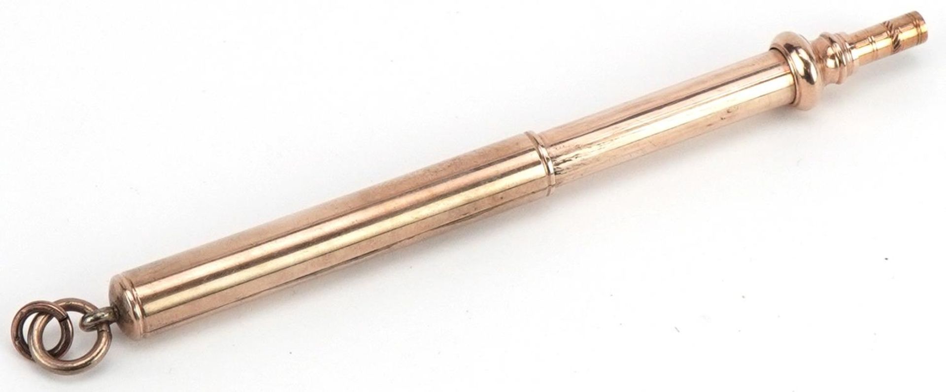 9ct gold propelling pencil, 10cm in length extended, 11.6g : For further information on this lot - Image 3 of 3