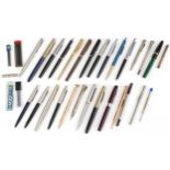 19th century and later fountain pens, ballpoint pens and pencils, some with gold nibs, including