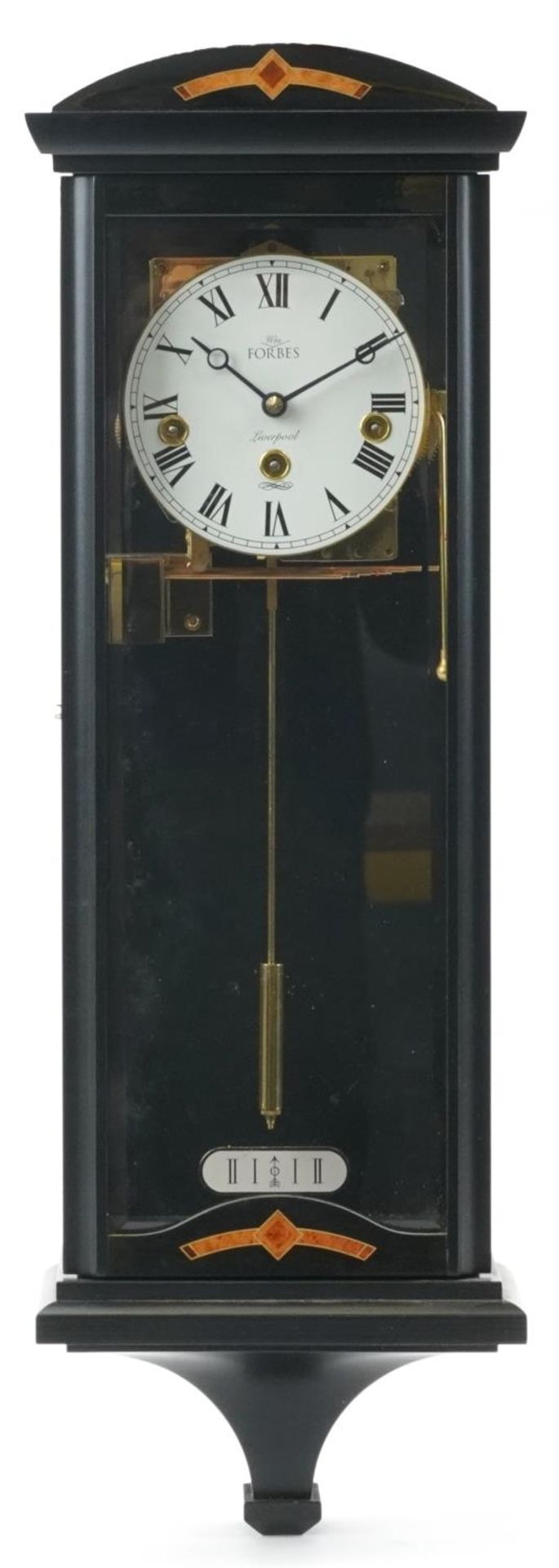 The William Forbes Windermere Viennese Regulator ebony and burr wood wall clock striking on eight