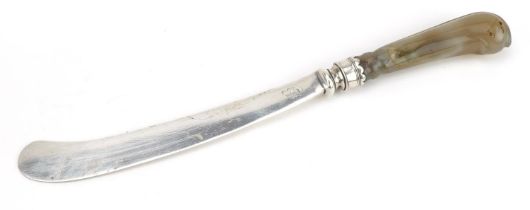 John & Henry Lias, Victorian silver knife with carved agate handle, London, possibly 1842, 17.5cm in