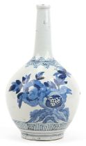 Korean blue and white porcelain bottle vase hand painted with butterflies and flowers, 36cm high :